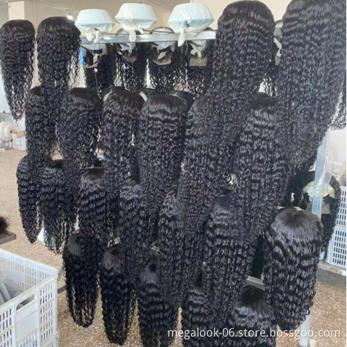 Megalook Brazilian Virgin Human Hair Transparent Swiss Lace Wig HD Body Wave Curly Lace Front wigs for Black Women